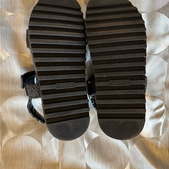Guess Black Braided Strap Sandals with Gold Logo - Picture 4 of 4